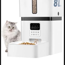 Automatic Cat Feeders - 8L/33 Cups Dog Food Dispenser with Lock Lid &Desiccant Bag - Programmable Timed Cat Feeder with 20s Voice Recorder - Portion C