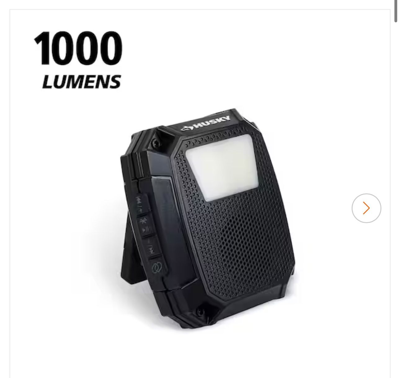 1000 Lumens Rechargeable Utility Light with Bluetooth Speaker