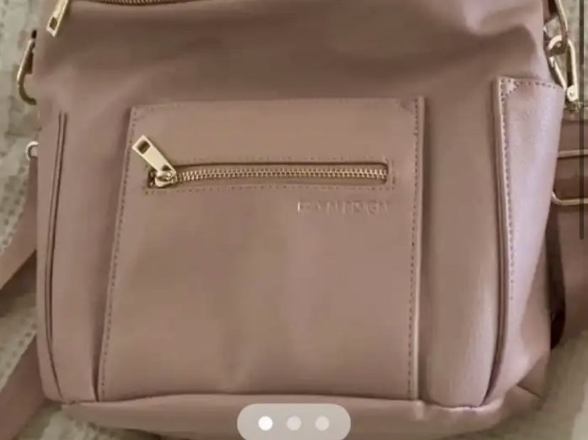 Fawn Pink Leather Diaper Bag