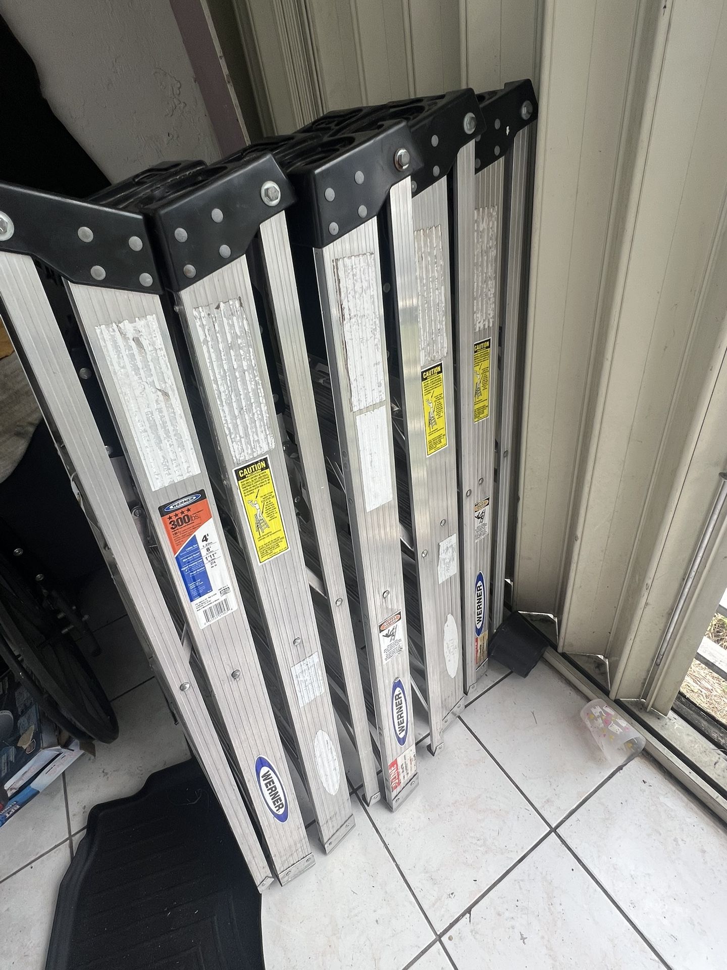 Only 1 Left. Werner 4-foot Type 1A ladder with a 300 lbs load capacity, 8-foot maximum reach, and model number 374.