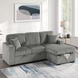 Corduroy Sectional Sleeper With Storage 