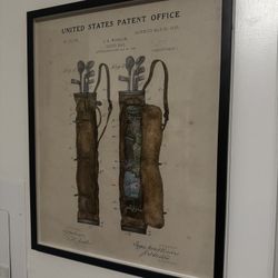 Framed Golf Bag Patent Poster 