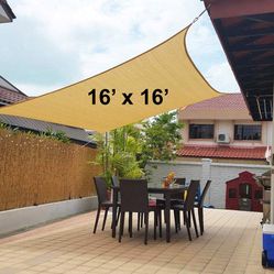 New in box $40 Square 16x16 FT Sun Shade Sail Outdoor Canopy Top Cover 185GSM 95% UV Block w/ Ropes