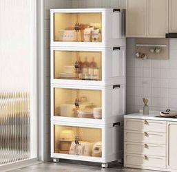 3 Pack Collapsible Storage Cabinet Organizers & Storage Containers w Wheels 