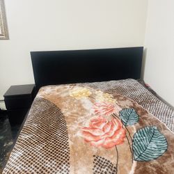 IKEA Bed With Storage Drawers and One Side Table 