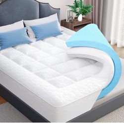 Queen Size-Dual Layer 3 Inch Pillow Top Mattress Topper, 1 Inch Cooling Pillow Topper and 2 Inch Gel Memory Foam Bed Mattress Topper for Back Pain & C