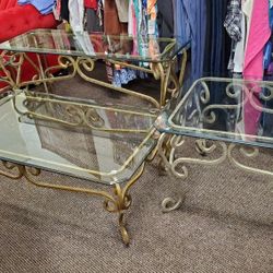 4-Solid brass and glass tables