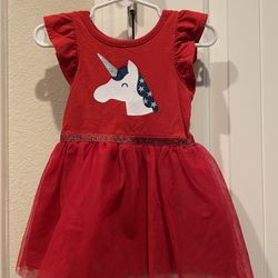 18 month red dress with patriotic unicorn  