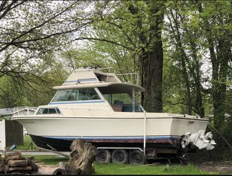 Boat With Float On Trailer 