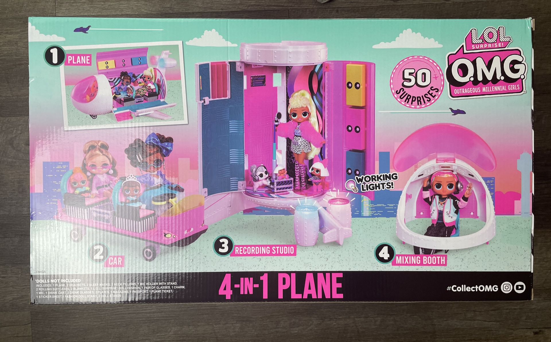 LOL Surprise OMG Plane 4-in-1 Play set with 50 Surprises 