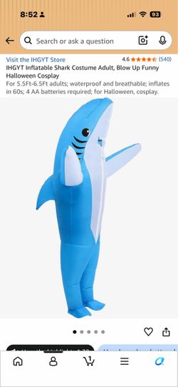 Inflatable shark costume