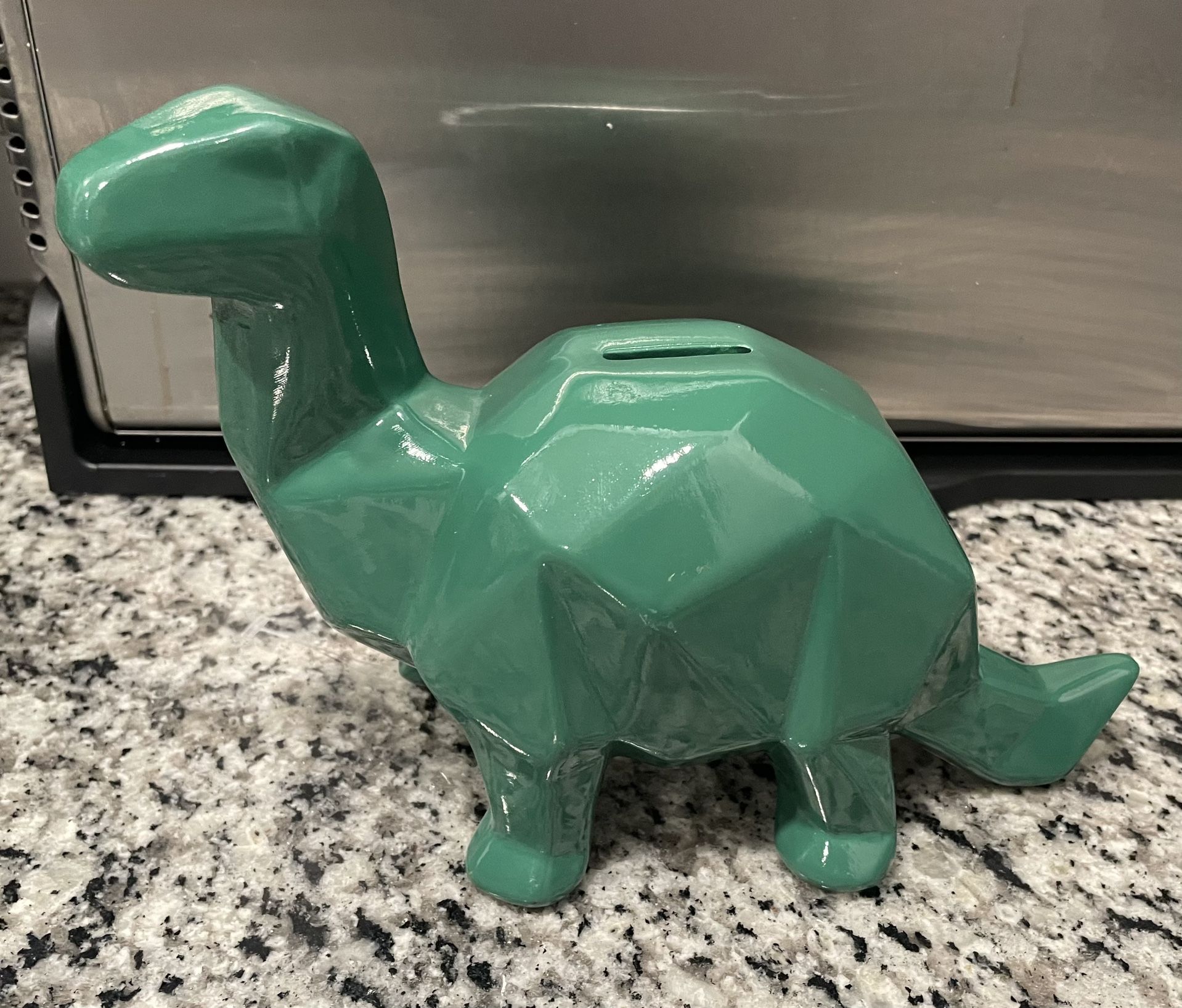 Pillowfort By Target Green Dinosaur Origami Style Earthenware Piggy Bank Z3