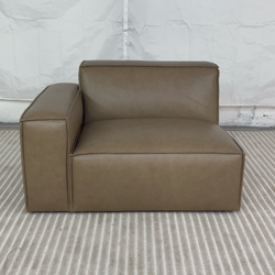 ( Delivery Available ) Castlery Jonathan Brown Leather Low-Profile Sofa