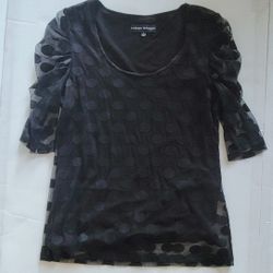 Black Lace Top Over A Cami Size Small 3/4 Sleeves