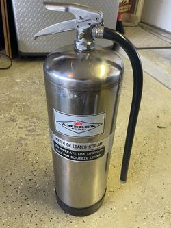 Vintage Stainless Steel Amerex Fire Extinguisher (Great Decor / Man Cave Piece)