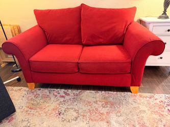 Crimson Red Loveseat Sofa - Refreshed & Great Condition!
