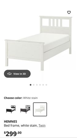 HEMNES Bed frame, white stain, Twin