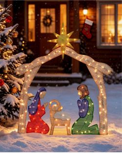 Outdoor Lighted Nativity Scene Yard Decoration