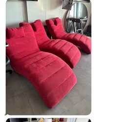 Red Lounge chaise x3