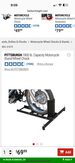 PITTSBURGH 1800 lb. Capacity Motorcycle Stand/Wheel Chock