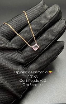 Gold 14k Chain Burmese Spinel AIG Certified