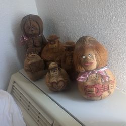 Hand Carved Coconut Monkeys 