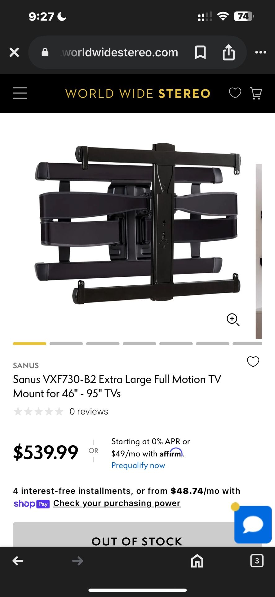 Sanus Ex Large Full Motion Tv Mount