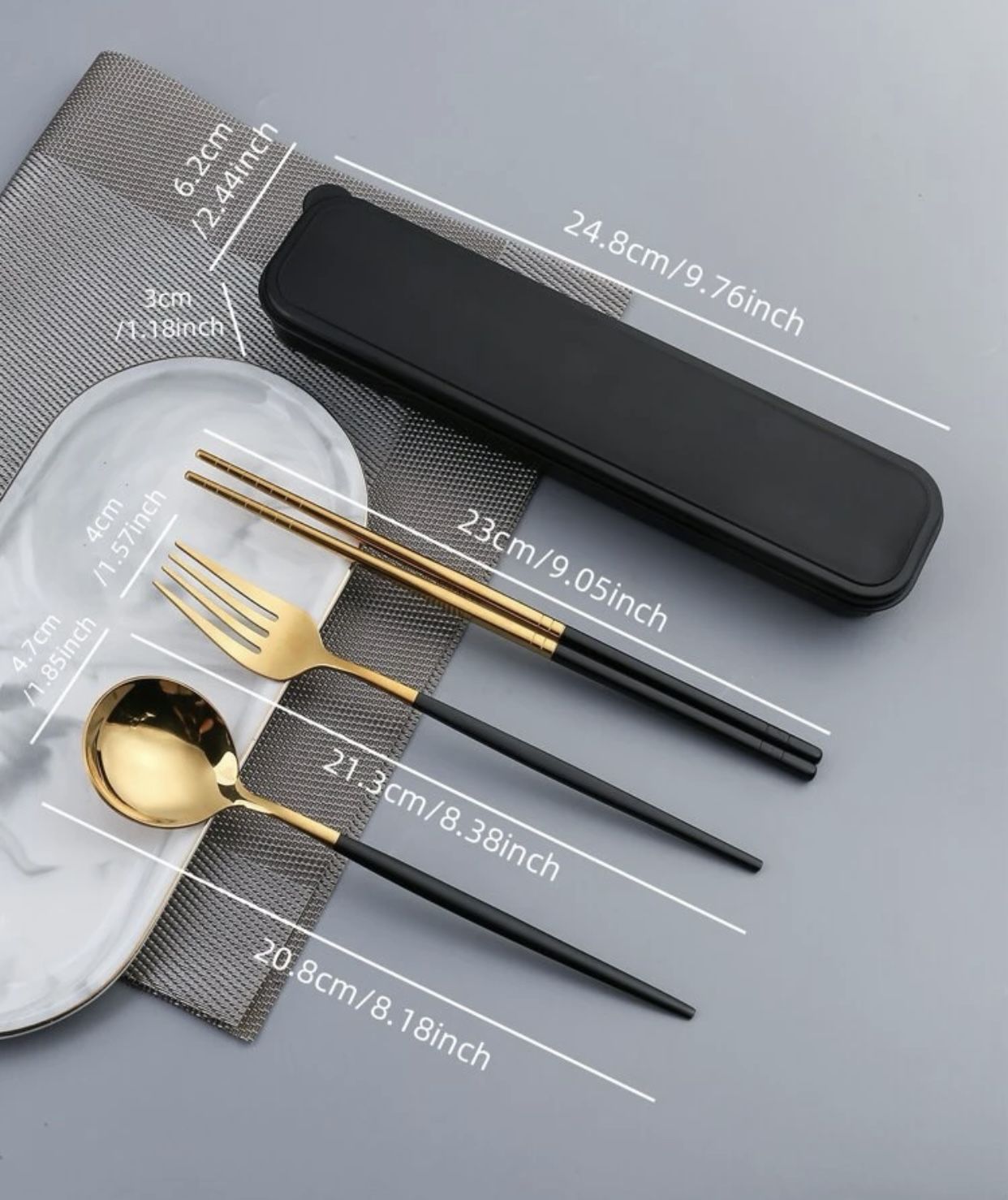 9 Sets Cutlery Spoon Fork Chopsticks