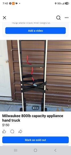 Milwaukee 800lb capacity appliance hand truck