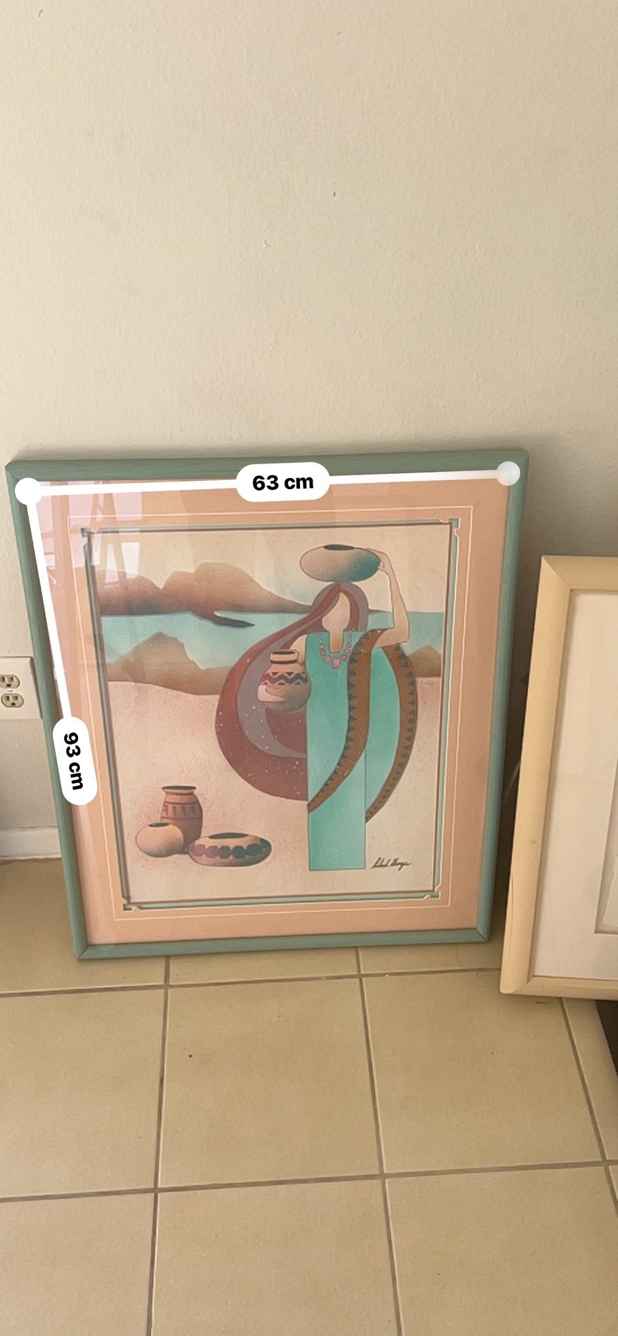 stylized figure carrying pots,  Painting