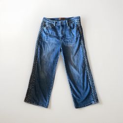 Judy Blue Jeans Womens 9/29 Wide Leg Stretch Denim Braid Seam Whisker JB88850 MD