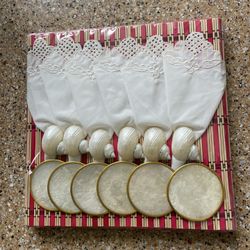 6 CAPIZ vtg hawaiian florida calif dinnerware tableware tiki bar coaster mcm set