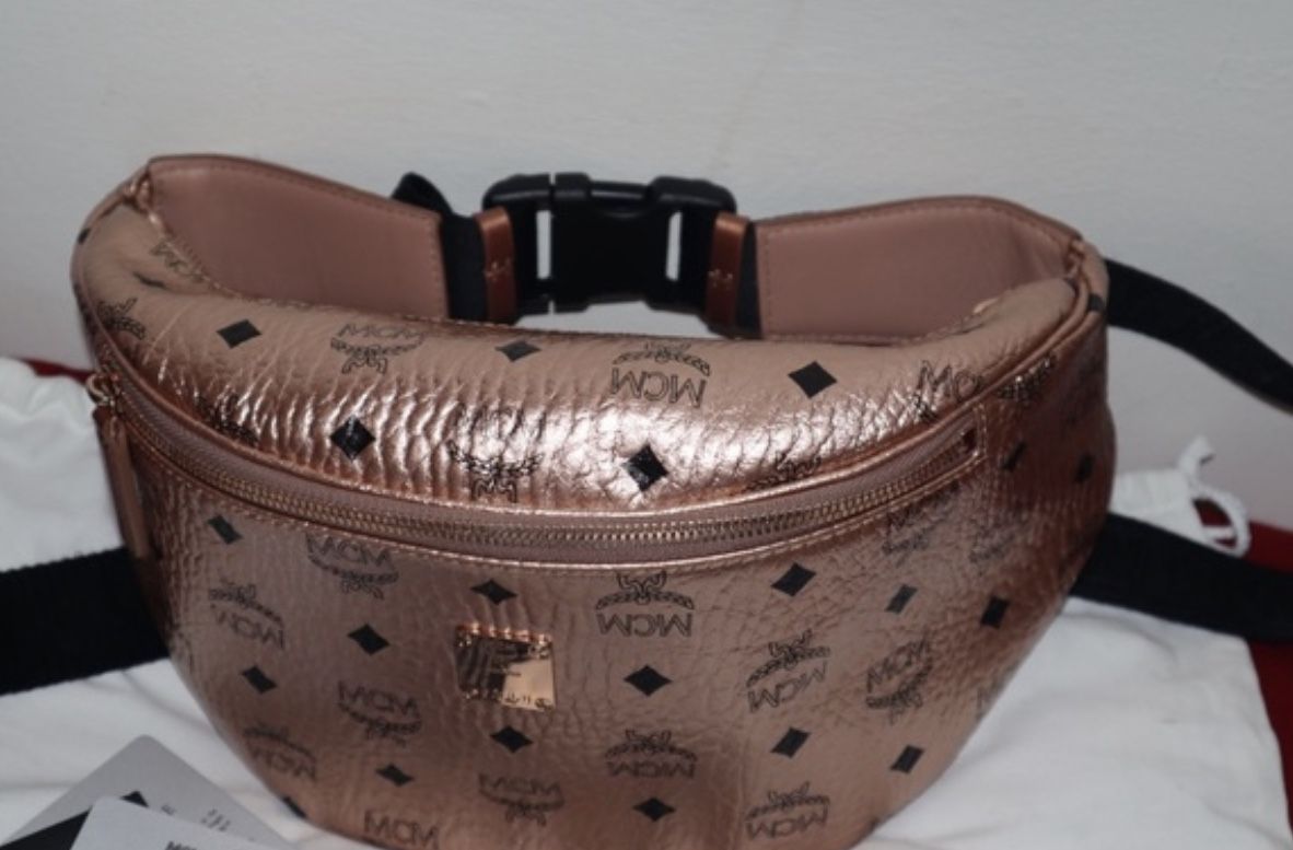 MCM Rose Gold Fanny Pack Belt Bag Crossbody Authentic MCM BAG
