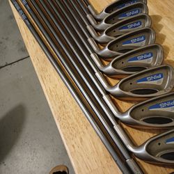 Ping G2 Golf Irons Set, Black Dots, 5,6,7,8,9,P,U,S,L, - Flex Graphite Shafts - RH