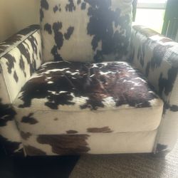 Horsehair Cow Print Accent Armchair 