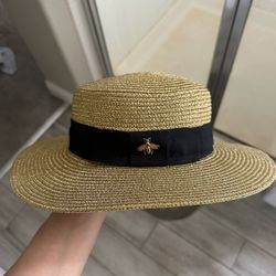 GUCCI Grosgrain-trimmed glittered straw hat