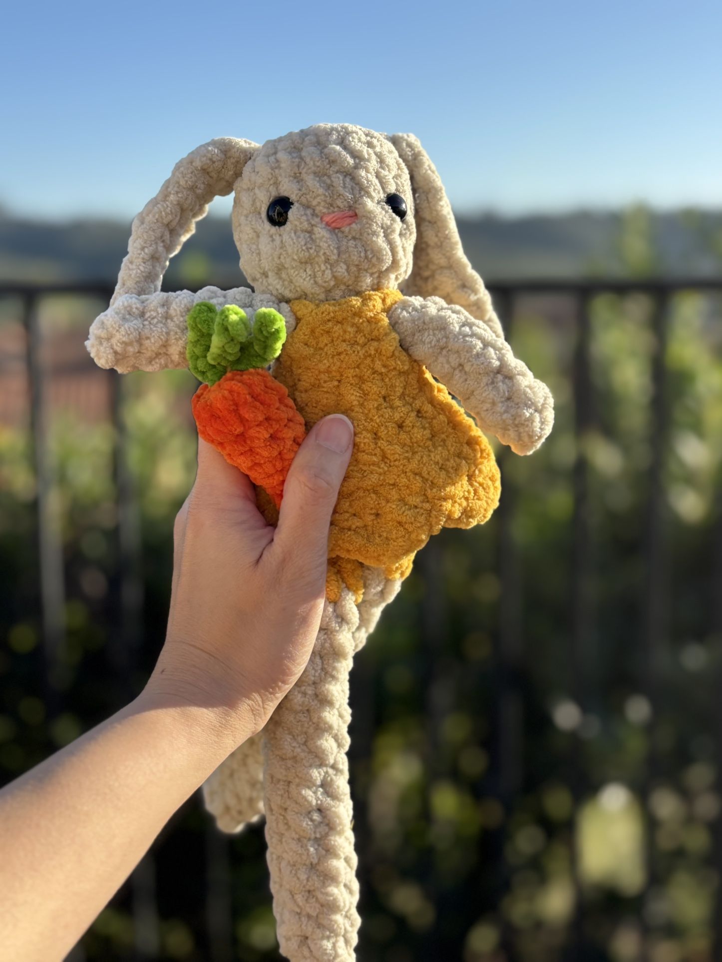 Bunny In Yellow Dress With Carrot 🥕 Handmade 🧶 Crochet 🧶 Plushie