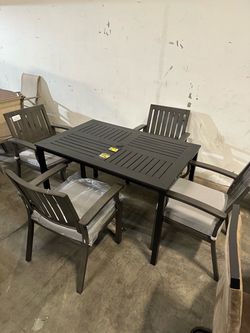 New 5 Pcs Outdoor Patio Dining Table and 4 Armchairs Set chair with cushion