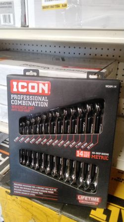 ICON PROFESSIONAL COMBINATION WRENCH SET ANTI - SLIP GRIP (METRIC)