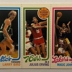 Larry Bird Julius Irving And Magic Johnson Replica Basketball Card Mint Condition!