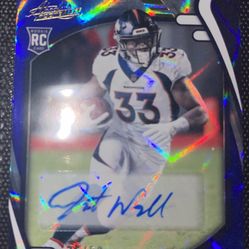 2021 Absolute Javonte Williams Rookie Auto Blue Wave /50 SP SSP No. 115 Denver
