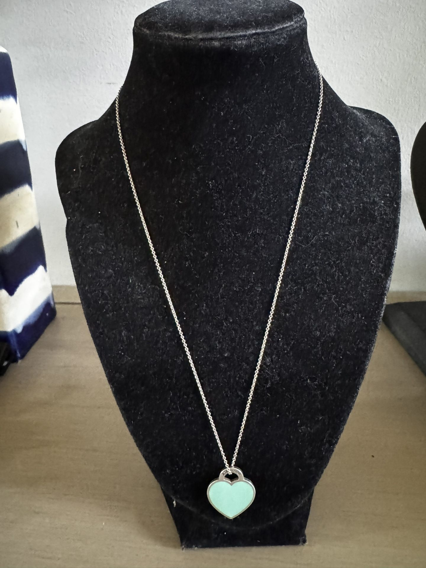 T&Co Please Return To Tiffany Blue Heart Ag 925 18 Inch Necklace