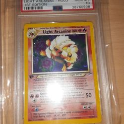 PSA 10 Light Arcanine 1st Edition Neo Destiny Holo Pokemon Card  Rare!!!