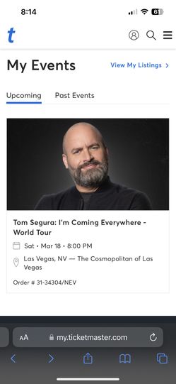 Tom Segura Floor Seats Saturday March 18