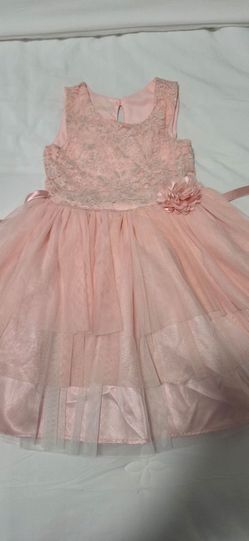 Girls Pink Lace Tulle Formal Dress