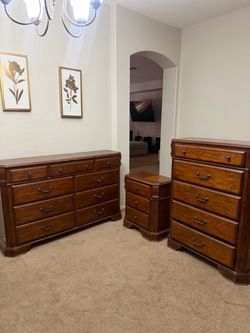 3-Piece Brown Wood Bedroom Dresser Set