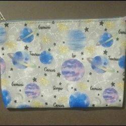 New Zodiac Constellation Space Horoscope Makeup Make Up Art Pouch Bag Cancer Leo Gemini Scorpio Taurus Collectible