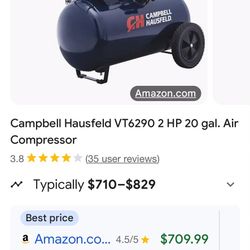 Lightly Used Campbell Hausfeld 20 Gallon Air Compressor