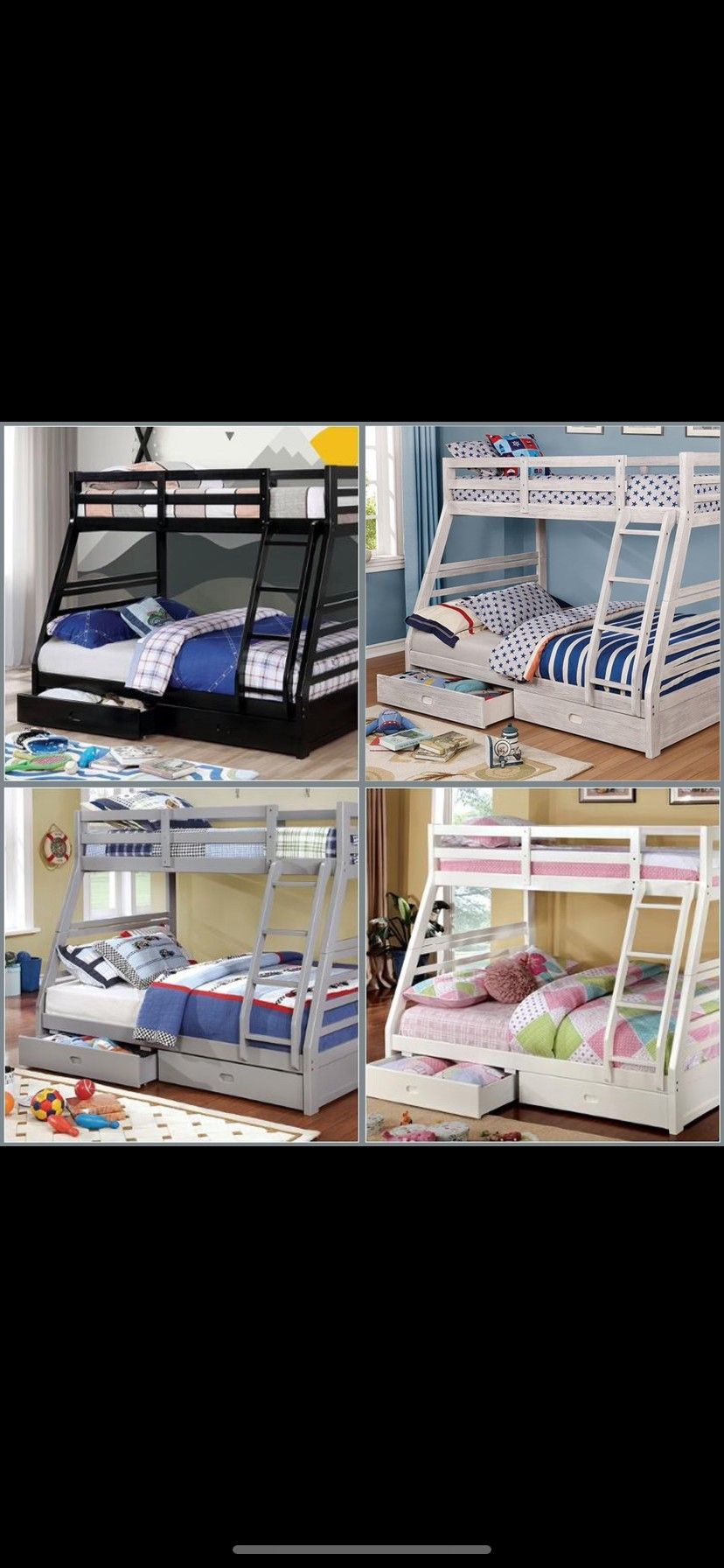 Twin Full Black Bunkbed With Orthopedic Mattress Included!!