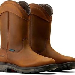 NEW Sz 11 Wide Ariat Men WorkHog XT Wellington WATERPROOF Work Boot Distressed Brown